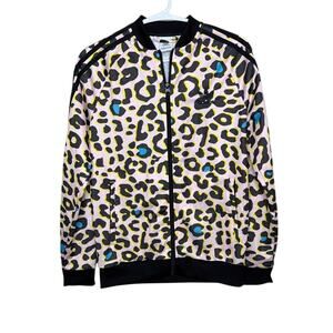Adidas Originals Kids MultiLeopard Print SST Track Jacket FM9996 Size Large